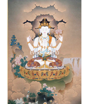 Sacred Chenrezig Thangka, The Embodiment Of Compassion