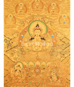 Full 24K Gold Style Avalokitesvara Chengrezig Thangka 