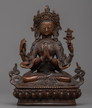 Copper Oxidized Chenresig Statue