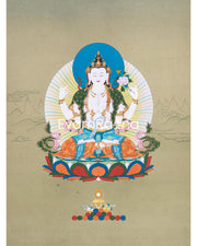 Chenresig, 4 Armed Avalokiteshvara Thangka
