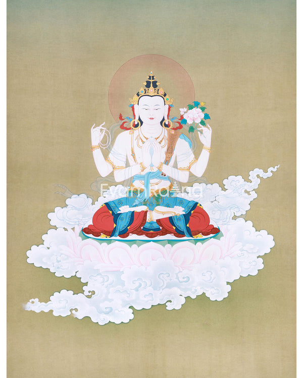 Chenrezig Healing Compassion Hand painted Thangka