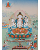 4 Armed Avalokiteshvara Thangka Print