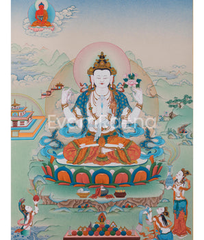 4 Armed Avalokiteshvara Thangka Print