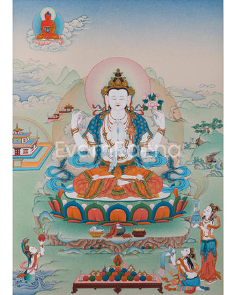 4 Armed Avalokiteshvara Thangka Print