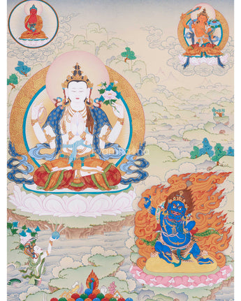 Three Bodhisattvas: Chenrezig, Manjushri, and Vajrapani 