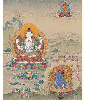 Trio Bodhisattva: Chenrezig, Manjushri, and Vajrapani 