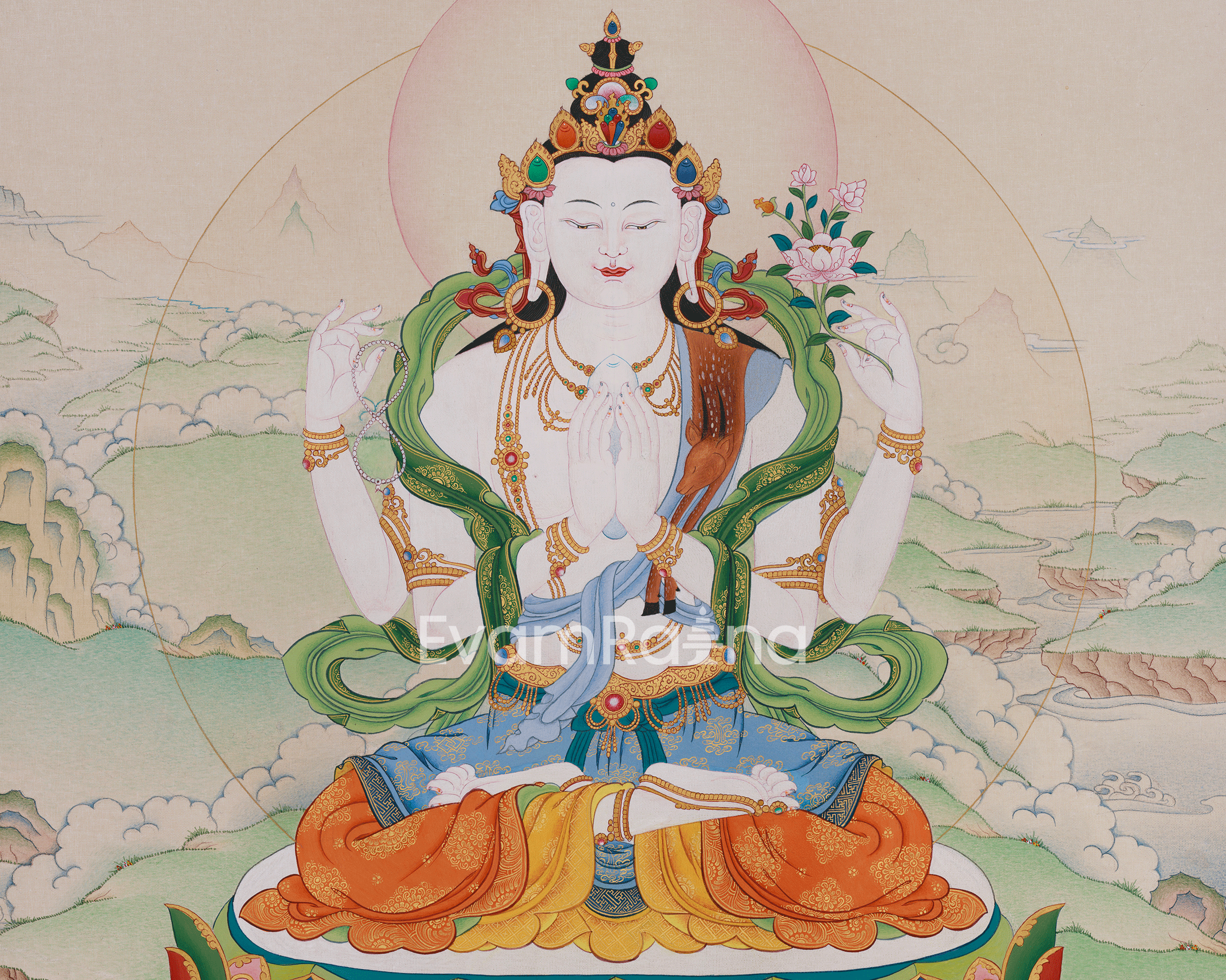 Divine Four-Armed Avalokiteshvara | Protector of All Beings and Buddha of Compassion