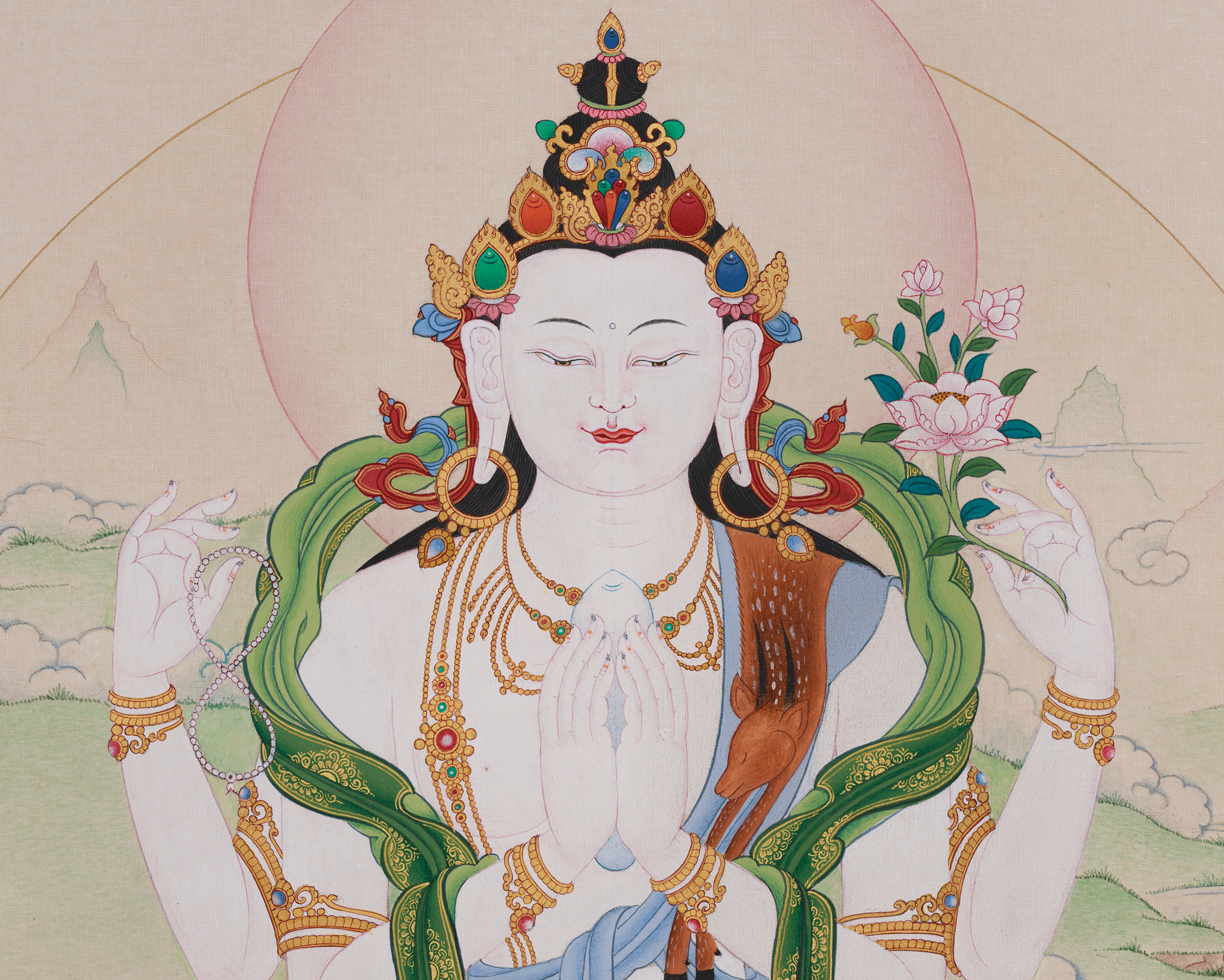 Divine Four-Armed Avalokiteshvara | Protector of All Beings and Buddha of Compassion