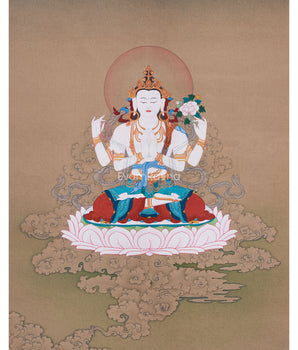 Hand-Painted Bodhisattva Chenrezig Buddha