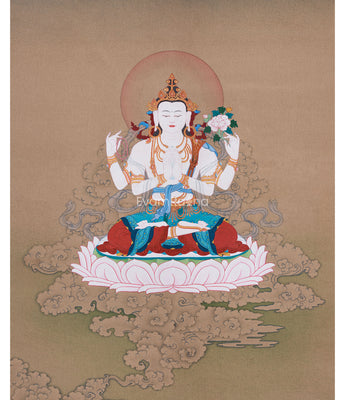 Hand-Painted Bodhisattva Chenrezig Buddha 