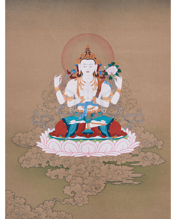 Hand-Painted Bodhisattva Chenrezig Buddha 