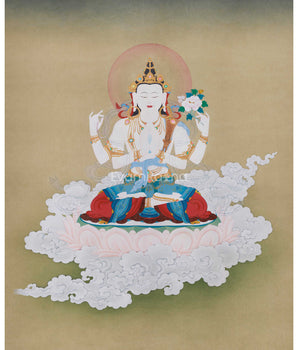 Original Hand-Painted Four-Armed Avalokiteshvara