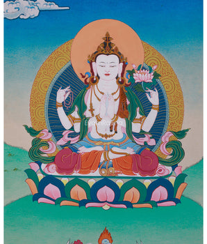 Tibetan Bodhisattva Chenrezig Thangka