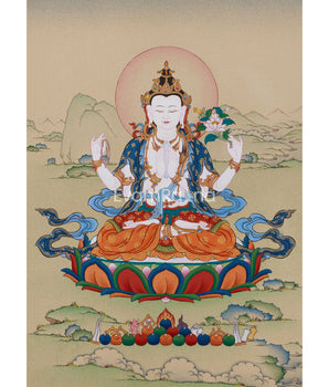 four-armed-chenrezig-buddha-thangka