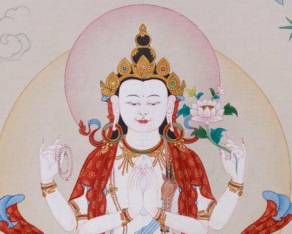 Compassion Buddha, Chenrezig Thangka | Karma Gadri Masterpiece