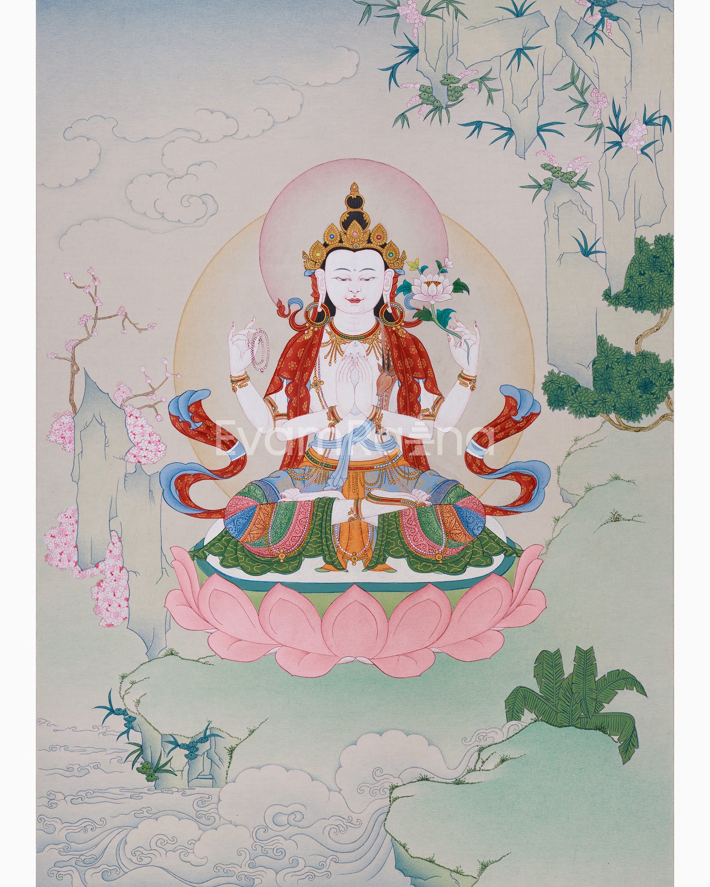 Compassion Buddha, Chenrezig Thangka 