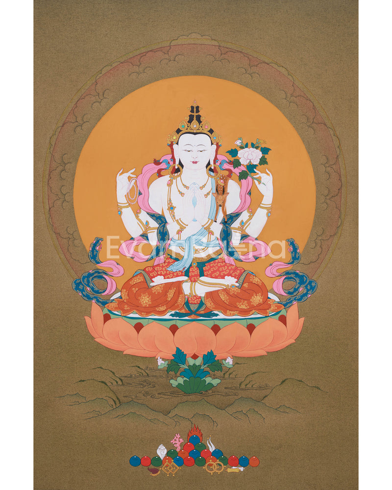 Karma Gadri Thangka of Chenresig