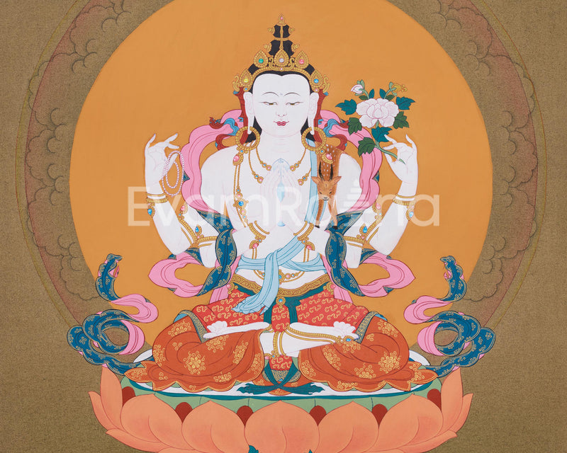 Karma Gadri Thangka of Chenresig | Hand painted Thangka