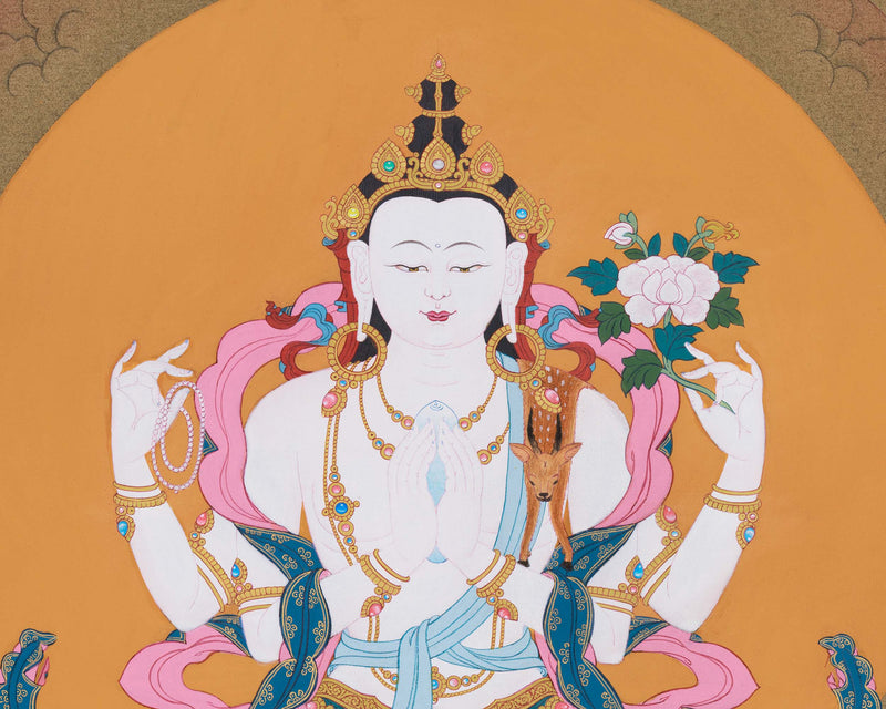 Karma Gadri Thangka of Chenresig | Hand painted Thangka