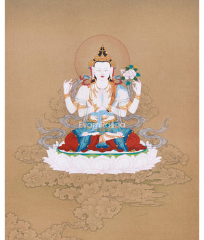 Compassionate Bodhisattva Chenrezig Thangka 
