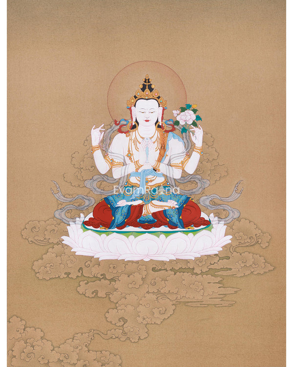 Compassionate Bodhisattva Chenrezig Thangka 