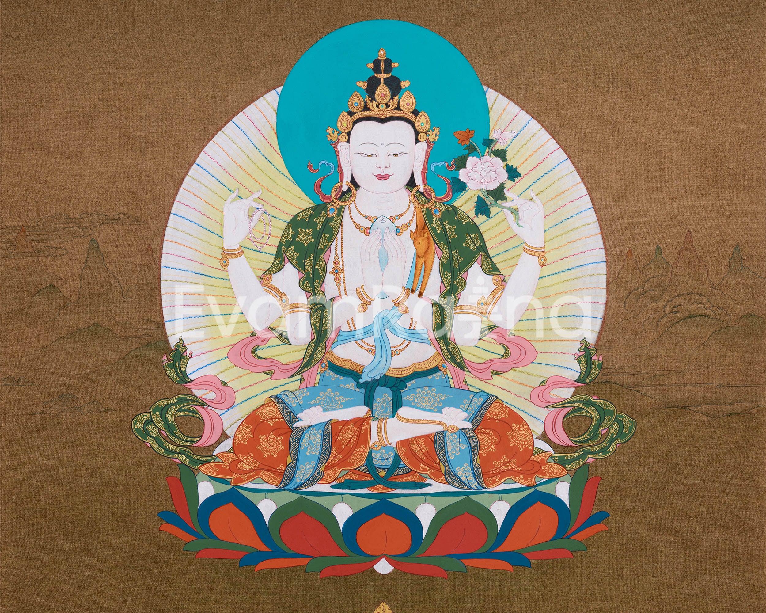 Chenrezig Thangka | Hand-Painted Bodhisattva of Compassion