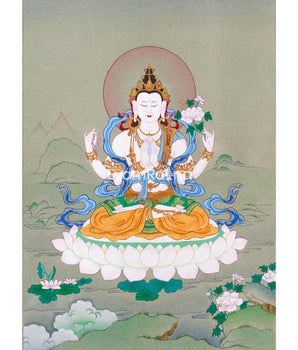Small Four-Armed Chenresig Thangka