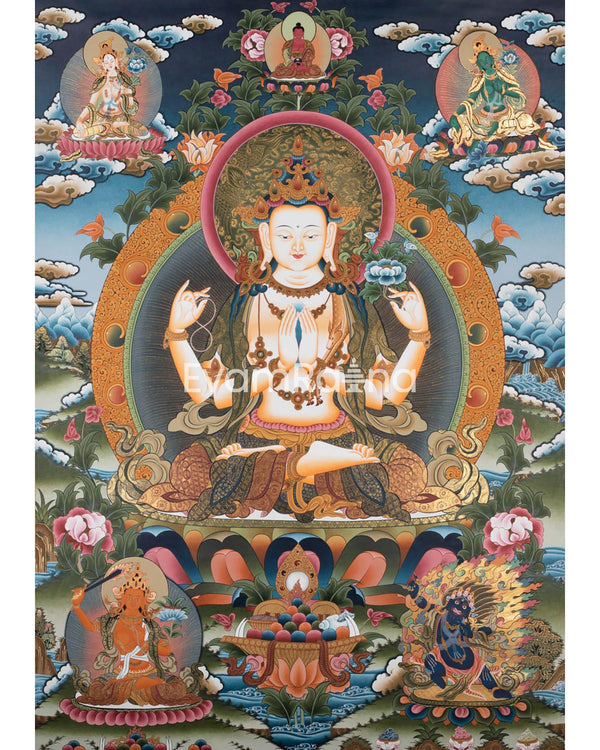 Original Hand painted Chenrezig Avalokiteshvara Thangka