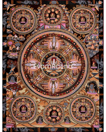 Four Armed Chenrezig Mandala Thangka 