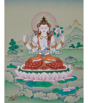 Mini Chenrezig Thangka