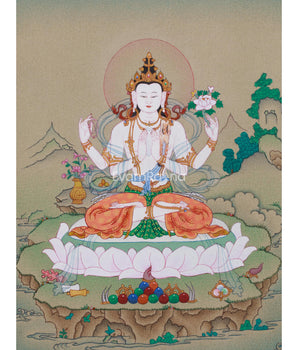 divine-four-armed-chenrezig-thangka