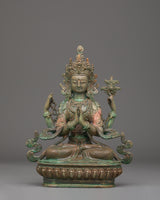 Oxidized Copper Statue of Chenrezig