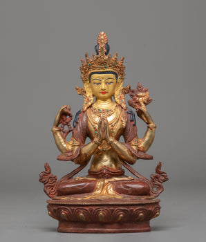 Gold  Plated Statue of Bodhisattva Chenrezig