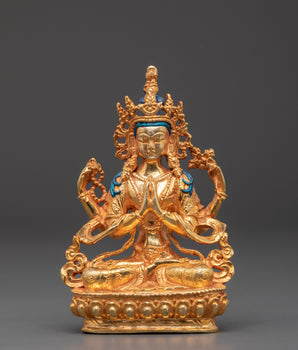 Four Armed Bodhisattva Chenrezig Statue | Tibetan Buddhist Deity of Compassion