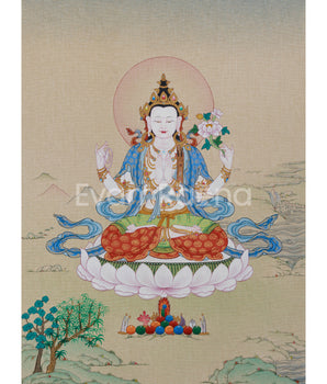 Lord of Compassion Chenrezig Thangka