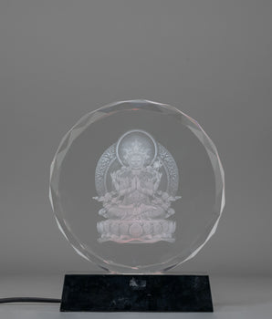 Chenrezig Glass Art for Decor | Bodhisattva of Compassion
