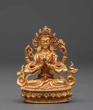 Handmade Gold Plated Chenrezig Statue