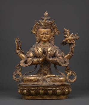 Copper Avalokiteshvara statue