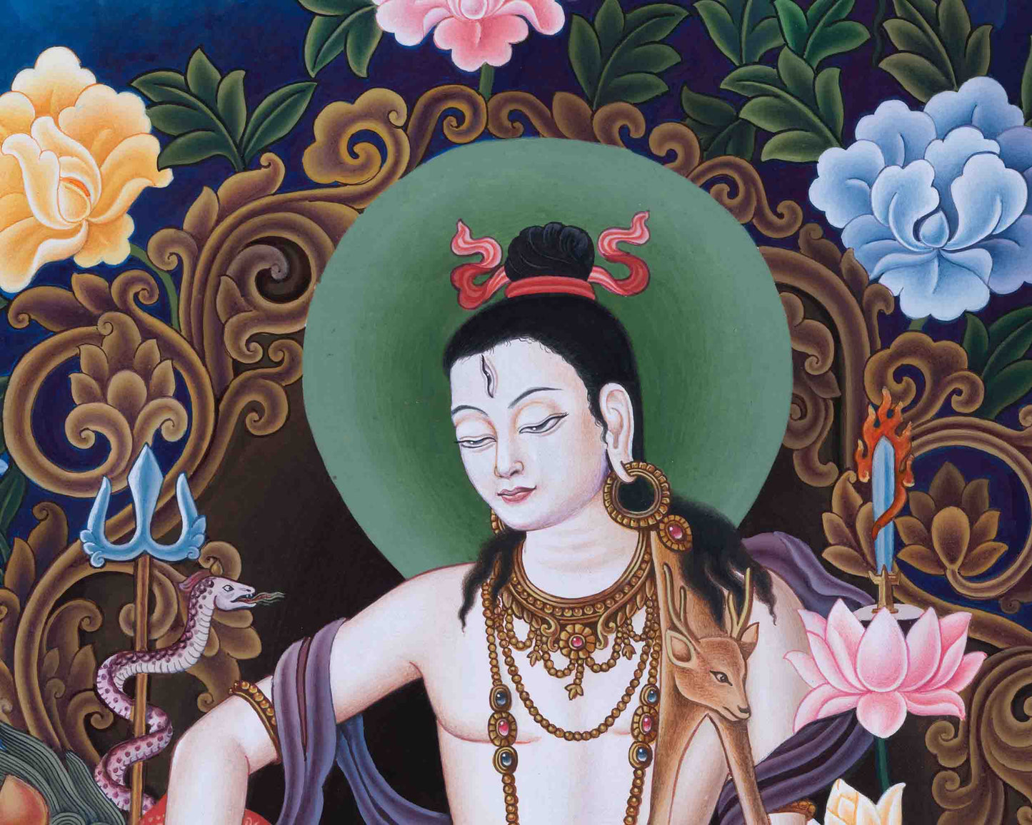 High-Quality Giclee Print To Practice Chenrezig Long Mantra | Nepali Painting Print Of Bodhisattva Of Compassion