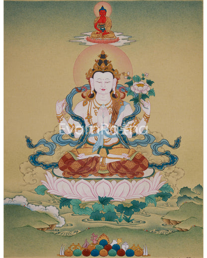 Bodhisattva Chenrezig with Amitabha Buddha