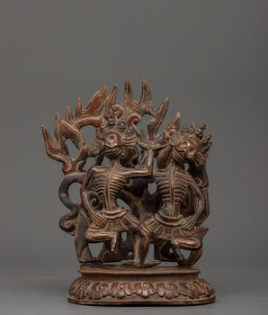 Oxidized copper Citipati statue 
