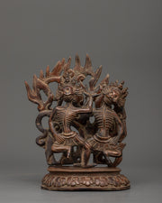 Oxidized copper Citipati statue