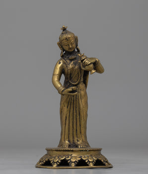 Elegant Handcrafted Newari Lady Offering Statue 