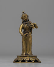 Elegant Handcrafted Newari Lady Offering Statue