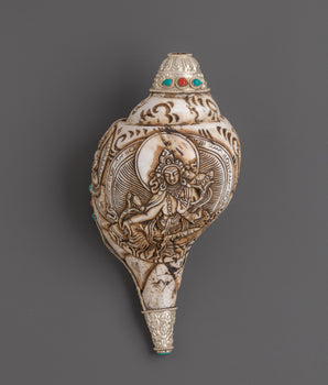 Green Tara Carved Conch | Meditation and Altar Decor