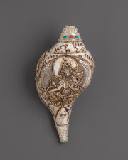 Green Tara Carved Conch | Meditation and Altar Decor