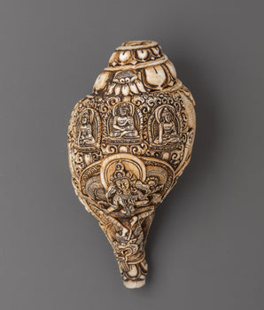 three-dhyani-buddha-and-tara-carved-conch