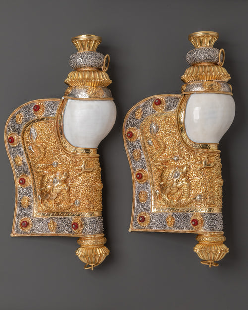 Gold and Silver Conch Shell | Copper Body with Silver & Gold Plating