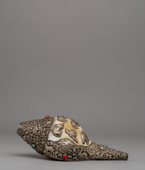 Tibetan Conch Sankha with 97.5% Silver