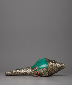 White Metal Conch Turquoise